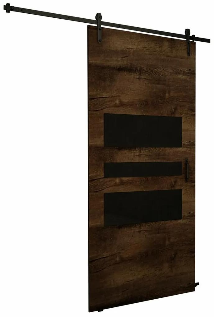 Συρόμενες πόρτες Dover 164, 34 kg, Σκούρα φλαμουριά, Μαύρο, Πλαστικοποιημένη μοριοσανίδα, Καφέ, Αλουμίνιο | Epipla1.gr