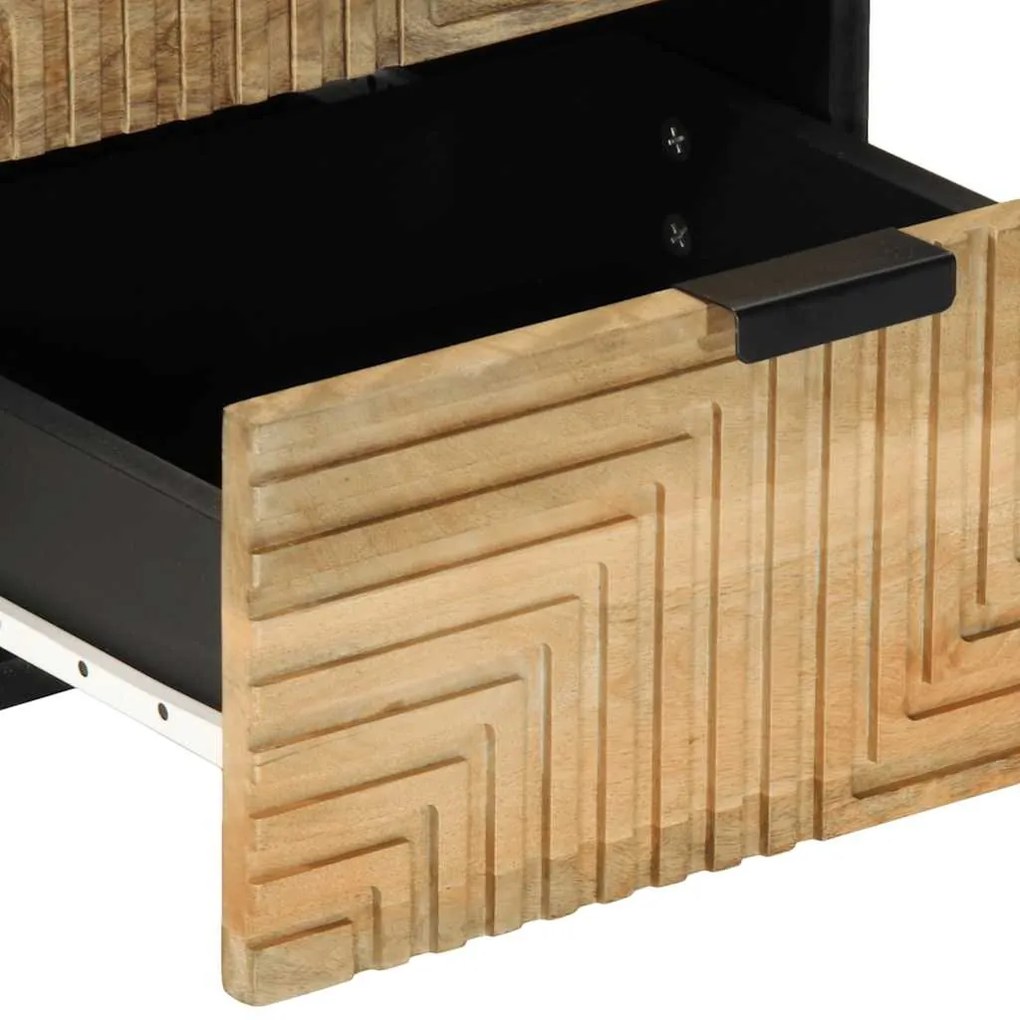 Κομοδίνα 2 τεμάχια καφέ 40x33x46 cm από μασίφ ξύλο Mango - Καφέ