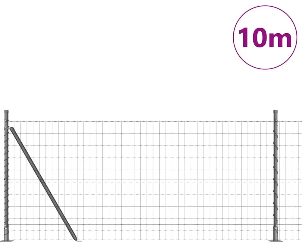 vidaXL Φράχτης με Στήλες. Γκρι 0.8 x 10 m Ατσάλι