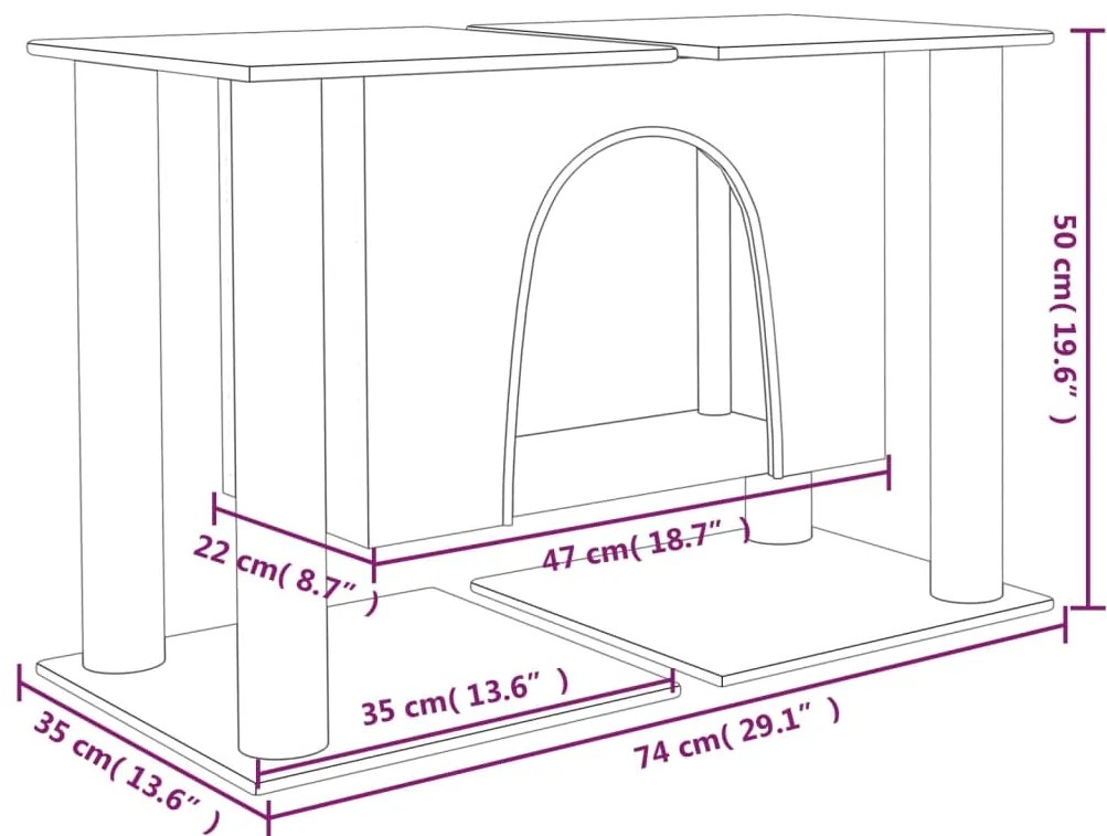 vidaXL Γατόδεντρο Aνοιχτό Γκρι 50 εκ. με Στύλους Ξυσίματος από Σιζάλ