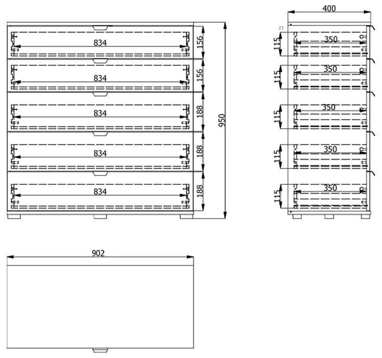 Κομότα - Συρταριέρα Duero 5F 90 Γκρί Γραφίτης 90x40x95 εκ. 90x40x95 εκ.