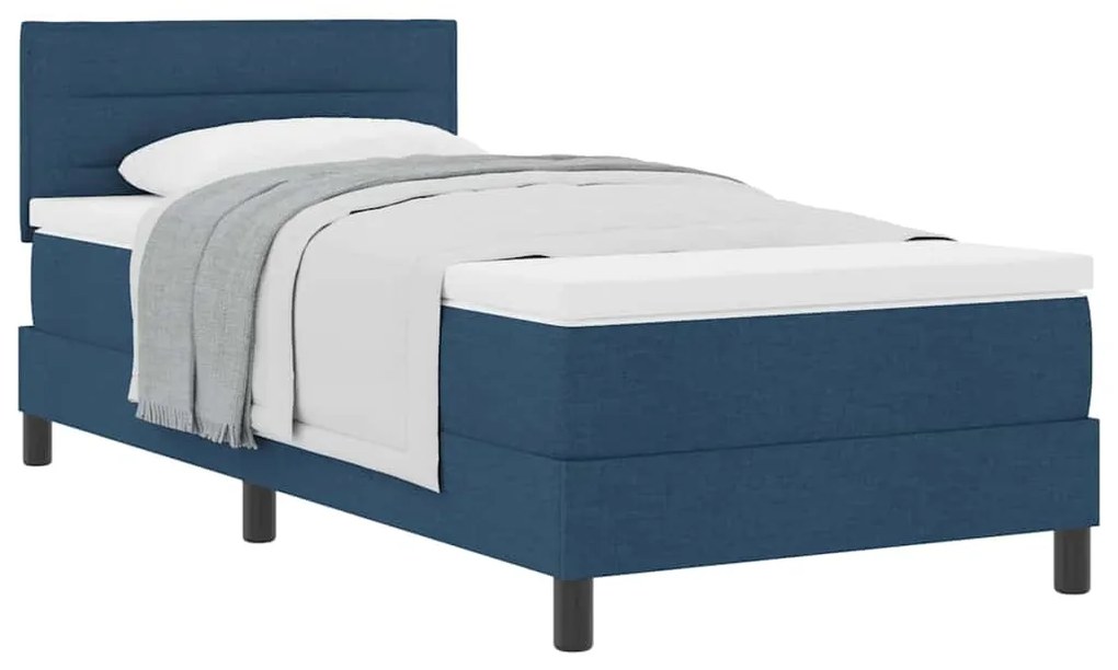 vidaXL Κρεβάτι box spring με στρώμα με στρώμα Μπλε 100 x 200 cm ύφασμα