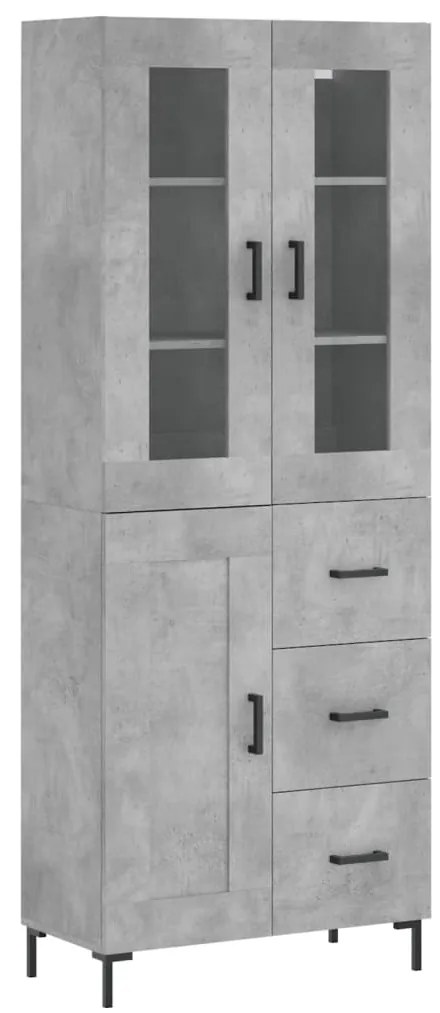 vidaXL Ντουλάπι Γκρι Σκυροδέματος 69,5x34x180 εκ. Επεξεργασμένο Ξύλο