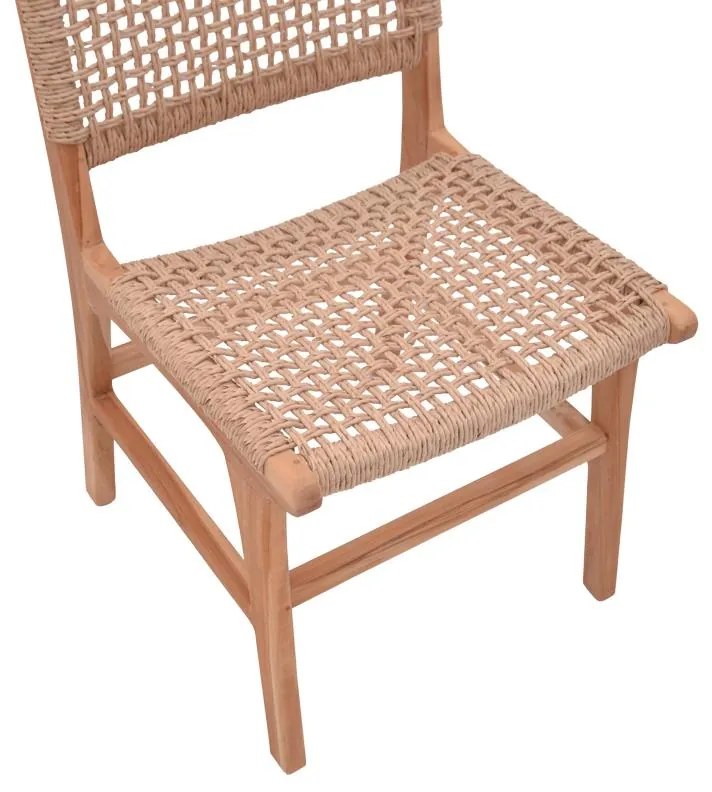 Καρέκλα Sponze σκελετός teak ξύλο με σχοινί σε φυσική απόχρωση 50x58x85εκ 50x58.5x85 εκ.