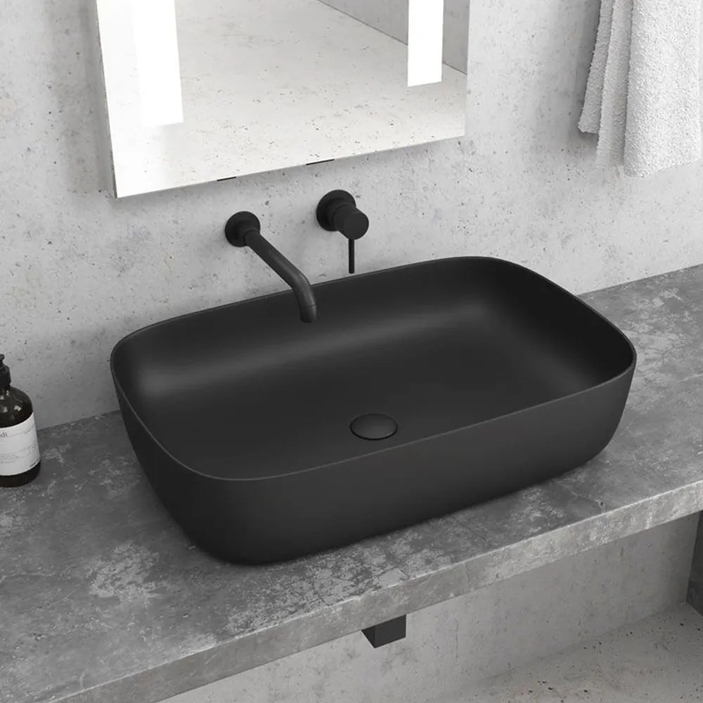Νιπτήρας Επικαθήμενος LT 2143-PMB 60x39x14,5cm Black Matt Karag Πορσελάνη
