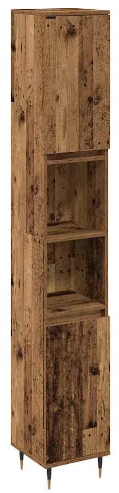 vidaXL Σετ Επίπλων Μπάνιου με πόρτα 3 pcs Παλιό Ξύλο 30 x 30 x 180 cm