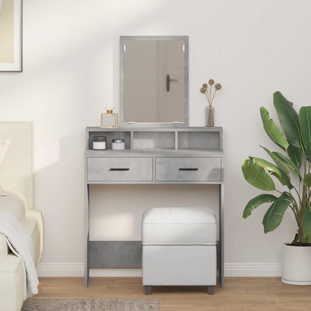 vidaXL Τουαλέτα με Συρτάρια Γκρι Σκυρόδεμα 79x41x140 εκ.