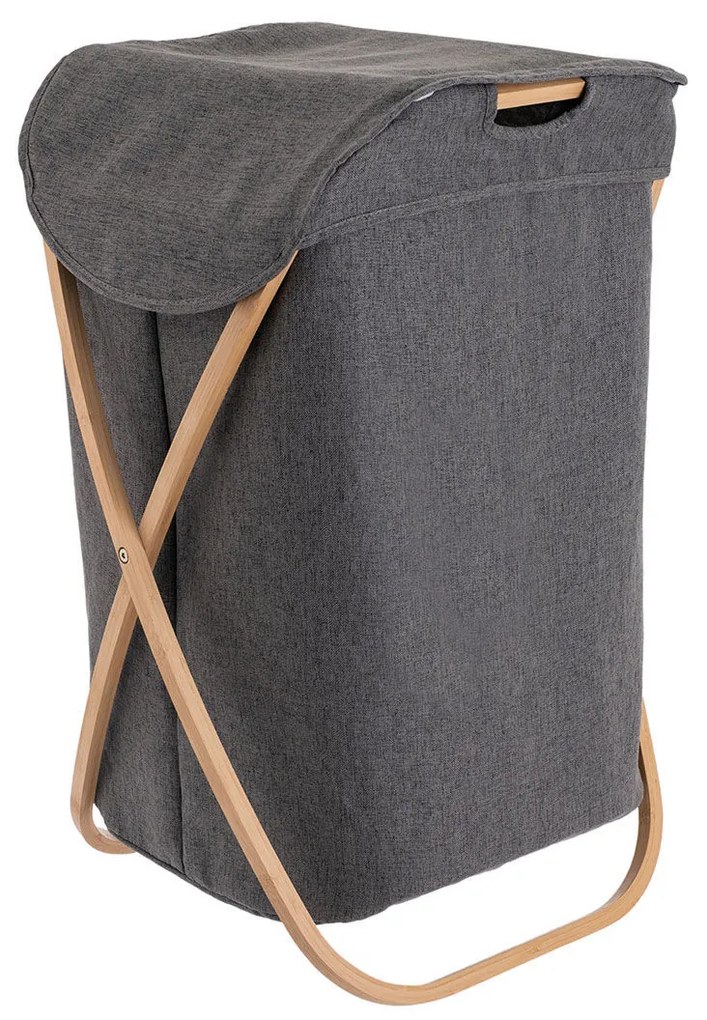 Estia Καλάθι Απλύτων Bamboo Essentials Με Θήκη Πολυεστέρα Πτυσσόμενο 40x40x70cm 02-13158