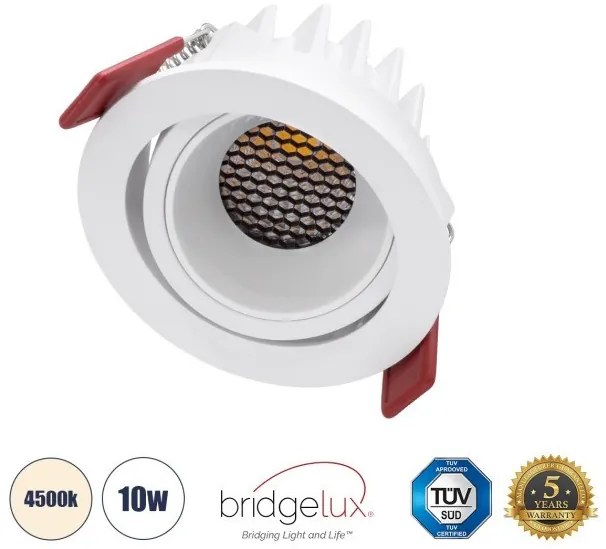 Χωνευτό Σποτ Downlight LED TrimLess 10W Κινούμενο-Λευκό-Φυσικό 4500K LEO-R 60284 Globostar-60284-Λευκό 60284
