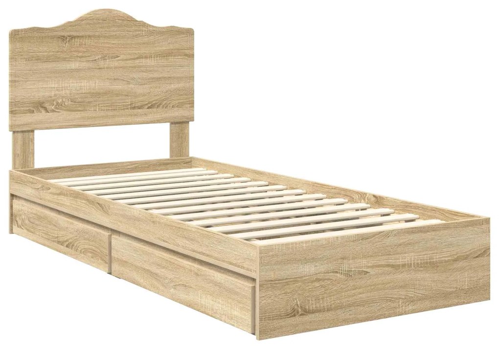 vidaXL Κρεβάτι Αποθήκης Δρύς Sonoma 100 x 200 cm Επεξεργασμένο ξύλο