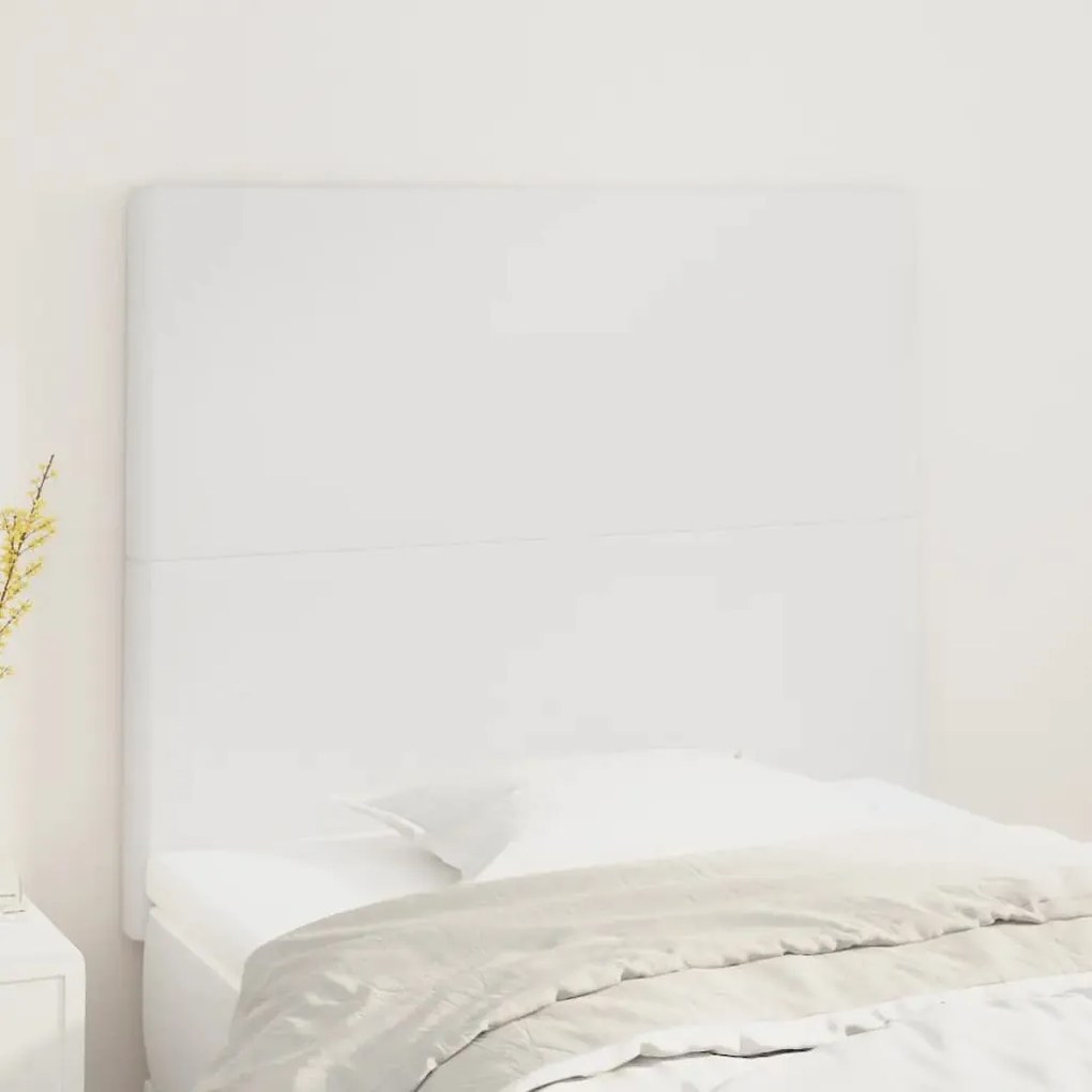 vidaXL Κεφαλάρι Κρεβατιού Λευκό 100x5x118/128 εκ. από Συνθετικό Δέρμα
