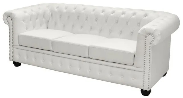 ΚΑΝΑΠΕΣ 3ΘΕΣΙΟΣ T.CHESTERFIELD HM3009.02 ΤΕΧΝΟΔΕΡΜΑ ΛΕΥΚΟ ΜΑΤ 208x90x73 εκ.