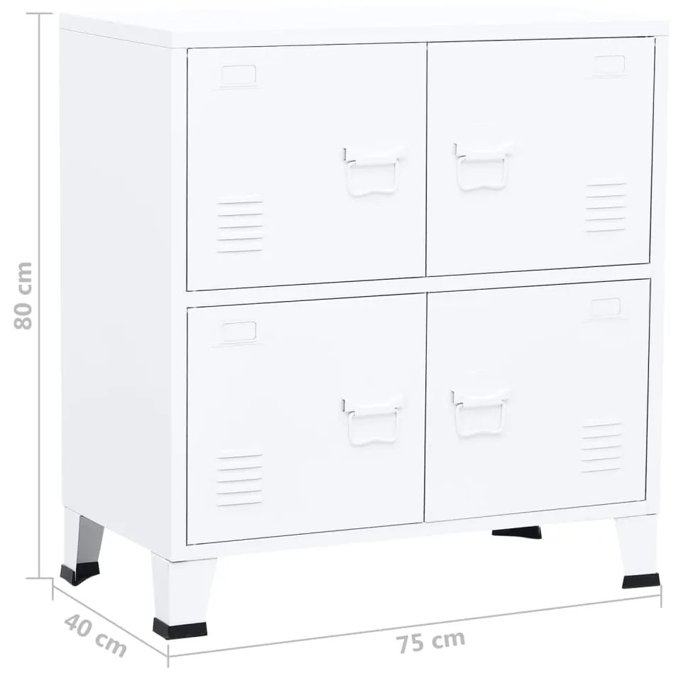 Αρχειοθήκη Βιομηχανικού Στιλ Λευκή 75 x 40 x 80 εκ. Ατσάλινη 339626