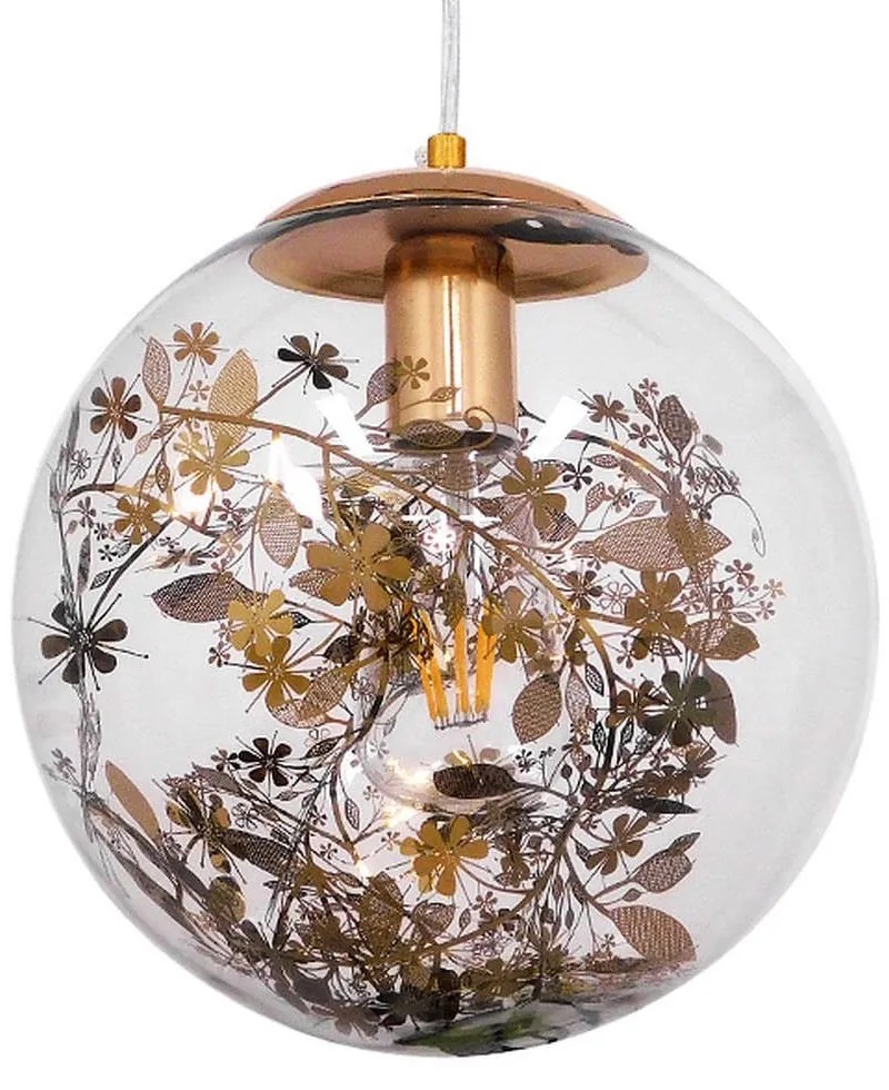 Φωτιστικό Οροφής Harper 01511 1xΕ27 Γιρλάντα Φ25x30cm Clear Gold GloboStar