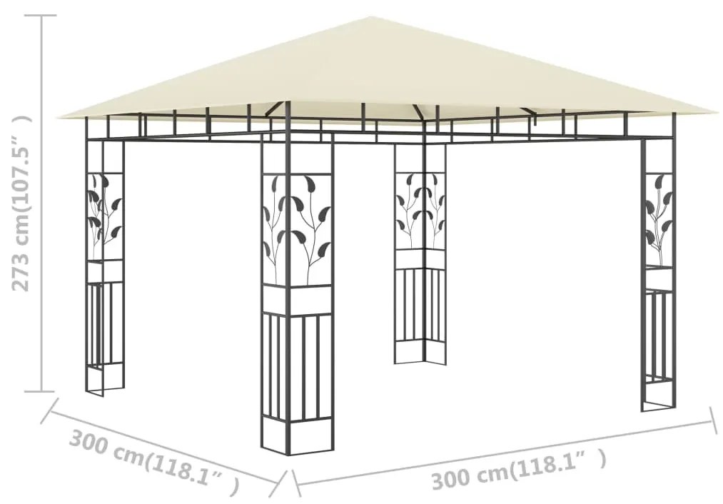 Κιόσκι με Αντικουνουπικό Δίχτυ Κρεμ 3x3x2,73 μ. 180 γρ./μ² - Κρεμ