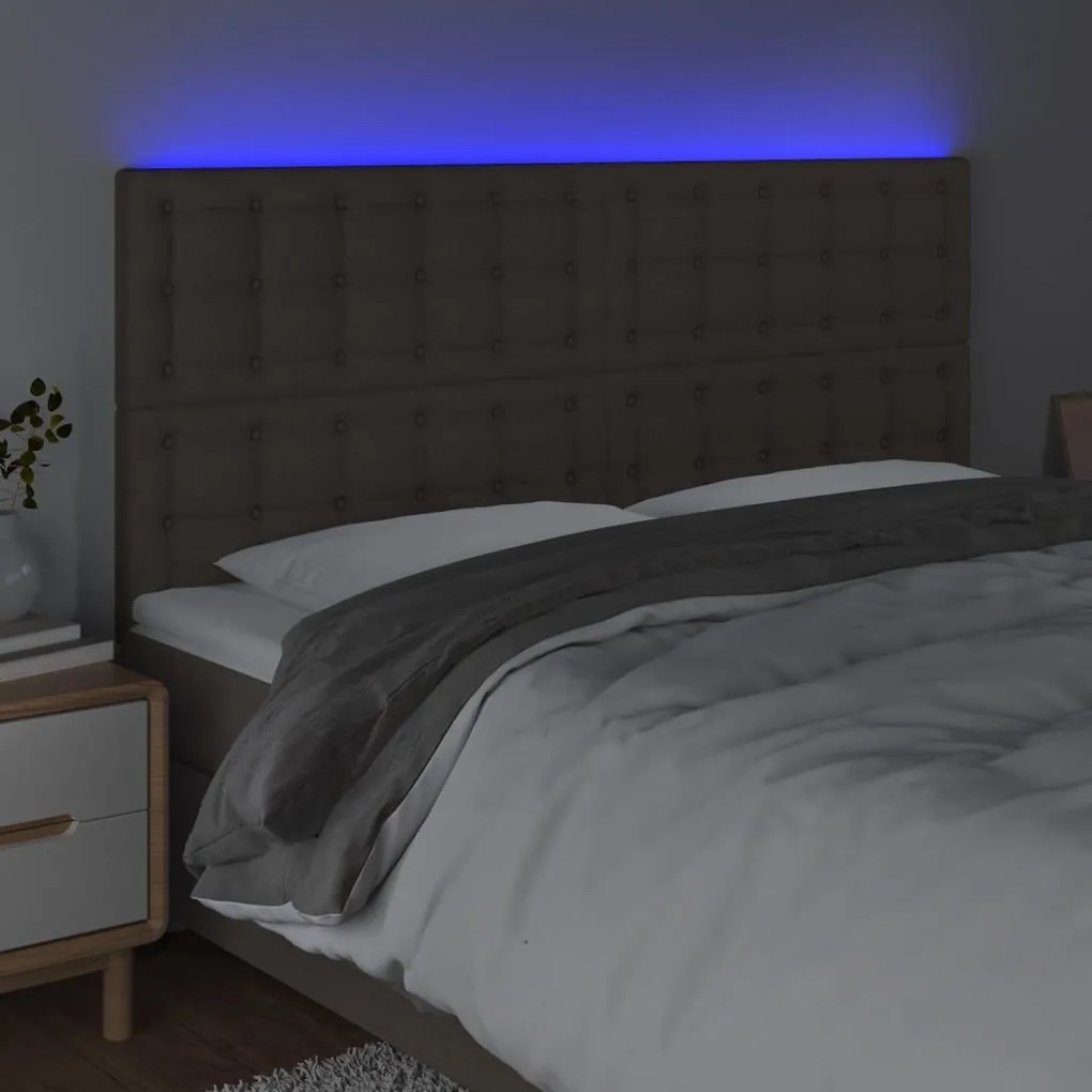 Κεφαλάρι Κρεβατιού LED Taupe 200x5x118/128 εκ. Υφασμάτινο - Μπεζ-Γκρι