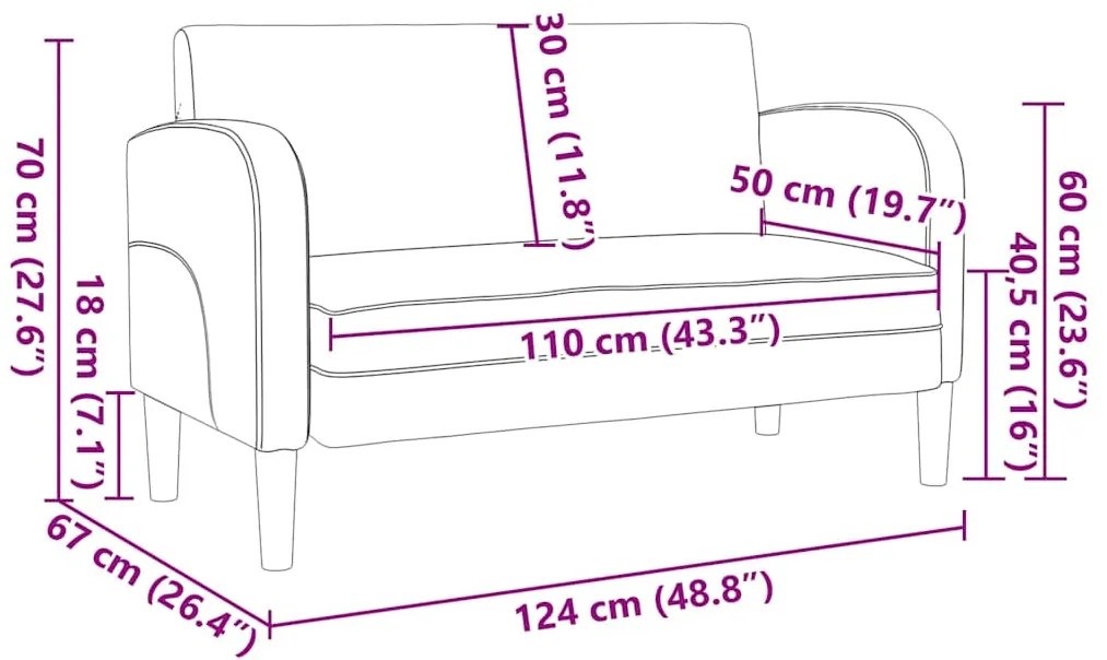 Καναπές Loveseat Γκρι 110 εκ. Συνθετικό δέρμα - Γκρι
