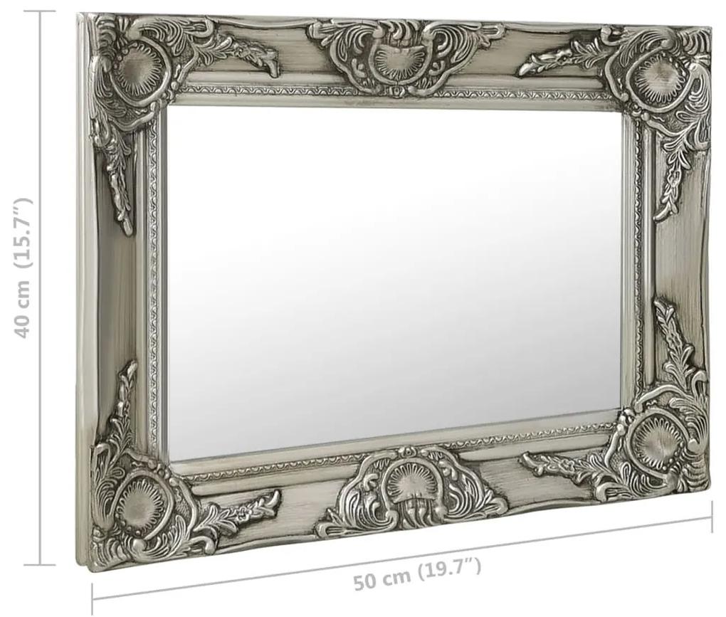 Καθρέφτης Τοίχου με Μπαρόκ Στιλ Ασημί 50 x 40 εκ. - Ασήμι