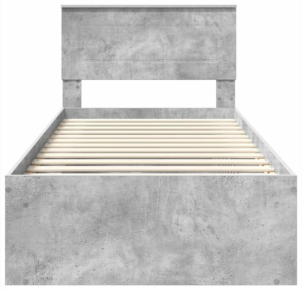 vidaXL Σκελετός Κρεβατιού Γκρι Μπετόν 100 x 200 cm Επεξεργασμένο ξύλο