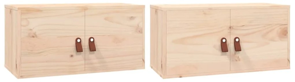 vidaXL Ντουλάπια Τοίχου 2 τεμ. 60 x 30 x 30 εκ. από Μασίφ Ξύλο Πεύκου