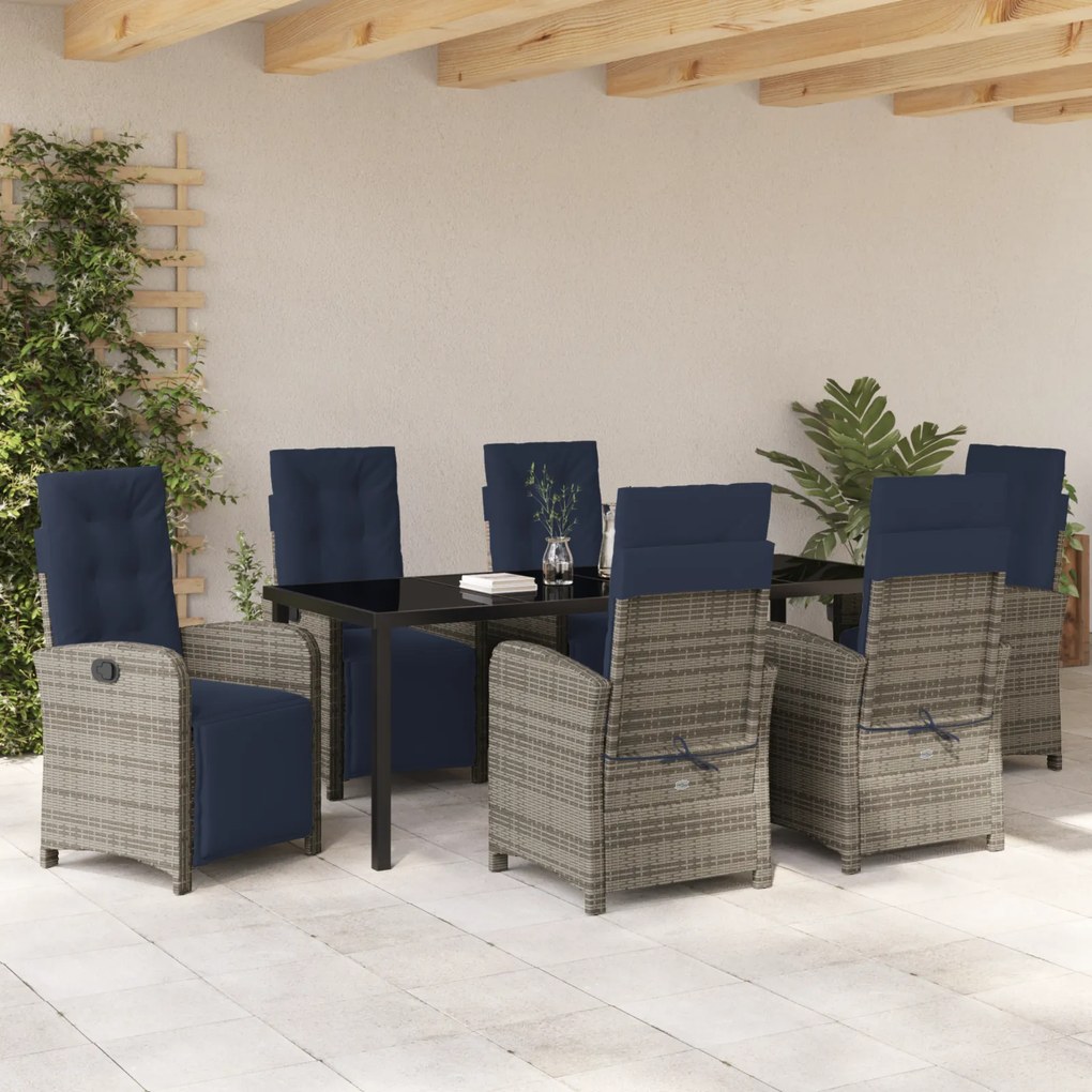 vidaXL Σετ Κήπου  7 Τεμαχίων σε Γκρι Πολυ Rattan