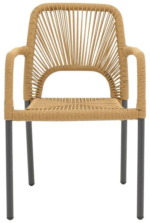 Καρέκλα - Πολυθρόνα αλουμινίου Norture στοιβαζόμενη ανθρακί σκελετός-φυσικό rattan 57x63x82 εκ. 57x63x82 εκ.