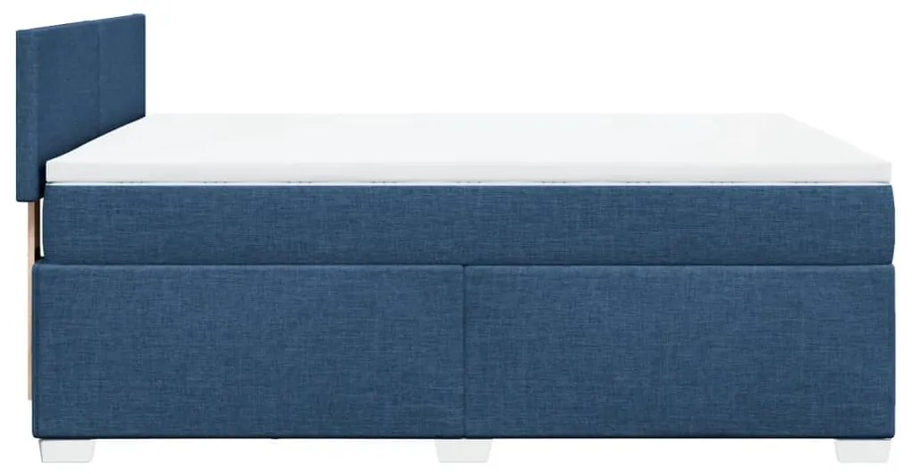 Κρεβάτι Boxspring με Στρώμα Μπλε 160x200 εκ. Υφασμάτινο - Μπλε