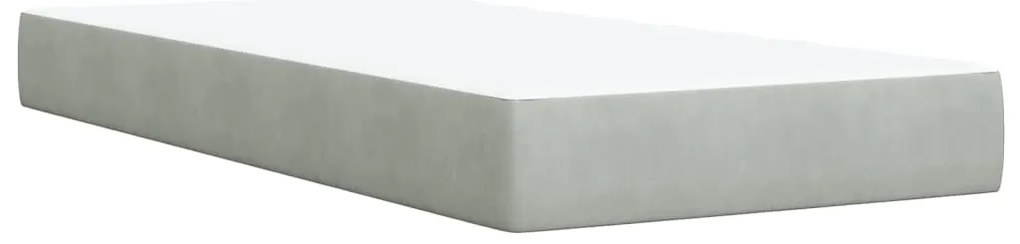 vidaXL Κρεβάτι Boxspring με Στρώμα Ανοιχτό Γκρι 90x200 εκ. Βελούδινο