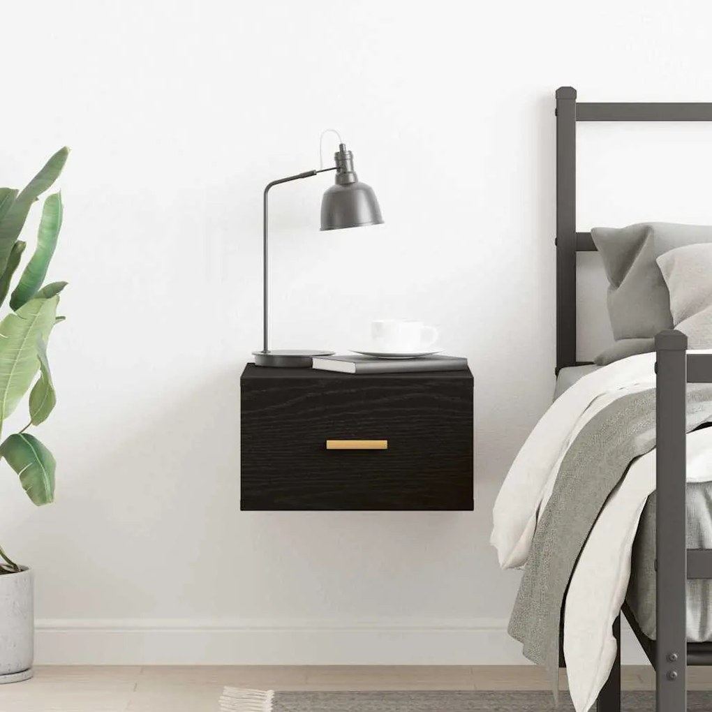 vidaXL Τοίχου κομοδίνο Μαύρη δρυς 35 x 35 x 20 εκ Επεξεργασμένο ξύλο