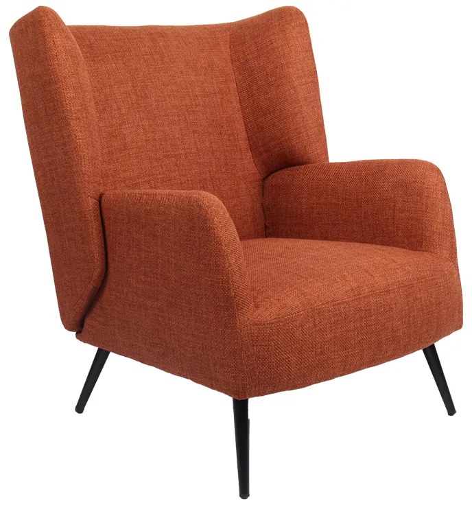 Πολυθρόνα Mareta pakoworld terracotta ύφασμα με πόδι σε μαύρη απόχρωση 83x80x99εκ