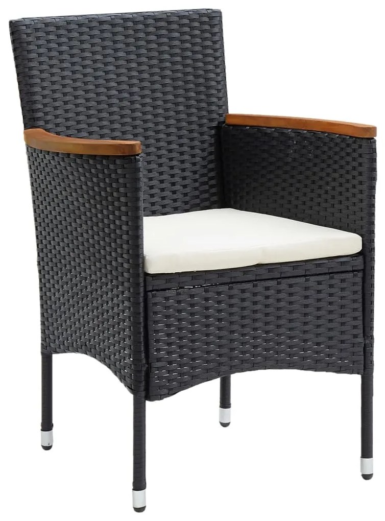 vidaXL Σετ Τραπεζαρίας Κήπου 7 Τεμαχίων Μαύρο με Μαξιλάρια