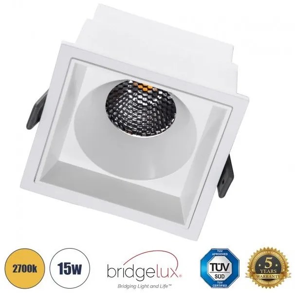 Χωνευτό Σποτ Downlight LED TrimLess 15W Λευκό-Θερμό 2700K PLUTO-B 60279 Globostar 60279 Λευκό