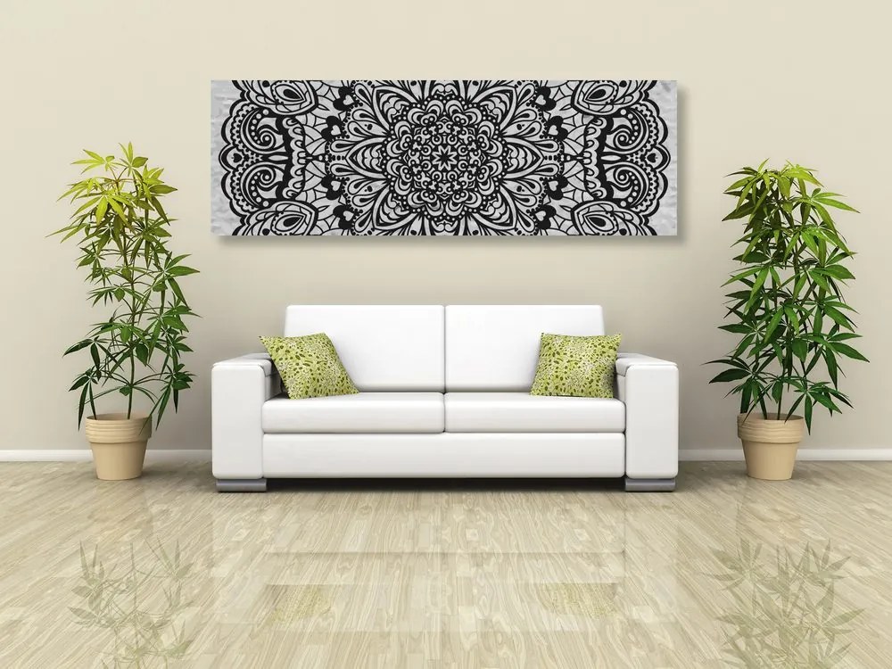 Εικόνα μιας λουλουδάτης μάνταλας σε μαύρο & άσπρο - 150x50