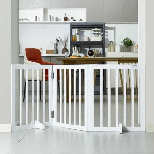 VEVOR Free Standing Dog Gate 24x60 inch Freestanding Pet Gate Foldable White