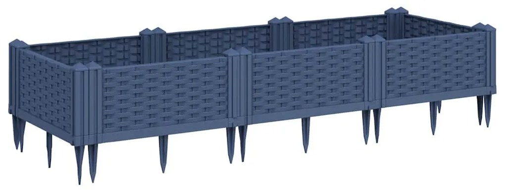 vidaXL Ζαρντινιέρα με Πασσάλους Μπλε Γκρι 125x40x28,5 εκ. Πολυπροπυλένιο