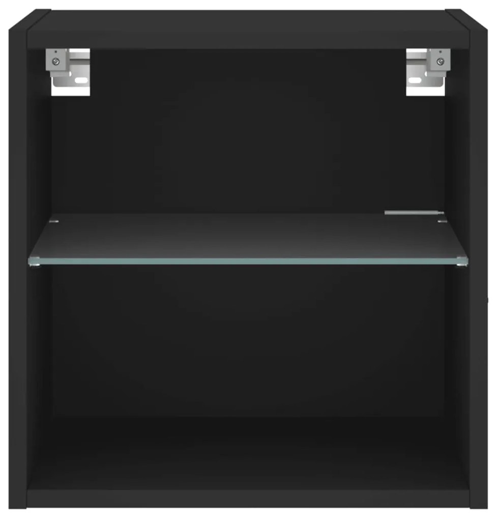 vidaXL Κομοδίνο Επιτοίχιο με Φώτα LED Μαύρο