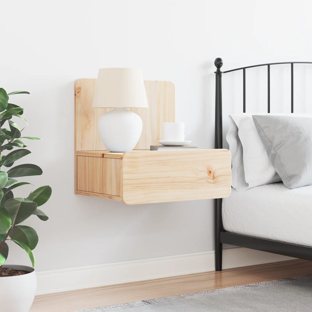 vidaXL Κομοδίνο με συρτάρι Καφέ 44 x 32.5 x 40 εκ. Μασίφ ξύλο πεύκου
