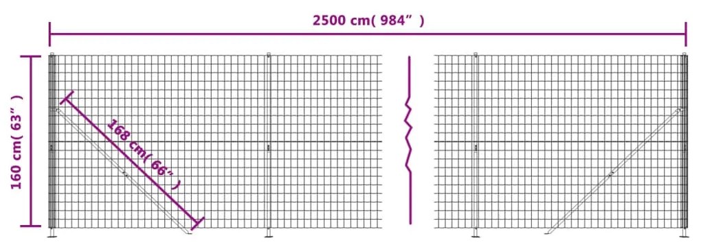 vidaXL Συρματόπλεγμα Περίφραξης Πράσινο 1,6 x 25 μ. με Βάσεις Φλάντζα