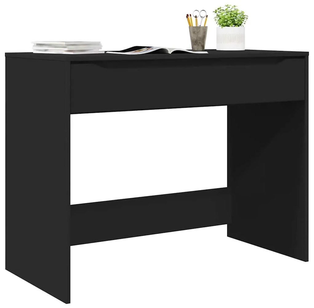 vidaXL Γραφείο με συρτάρι Μαύρο 100 x 50 x 78 εκ Επεξεργασμένο ξύλο