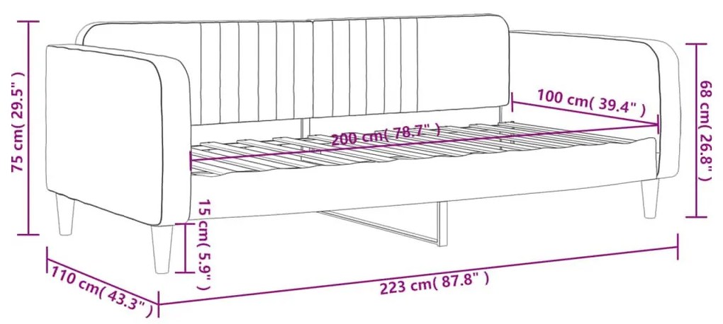 Καναπές Κρεβάτι Μπλε 100 x 200 εκ. Βελούδινος - Μπλε