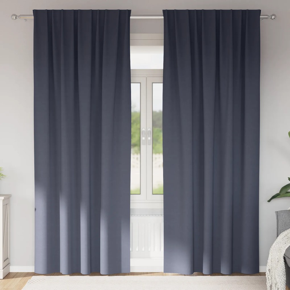 vidaXL Κουρτίνες με κουρτίνες 2 pcs Ανθρακί 260 x 140 εκ. Πολυεστέρας