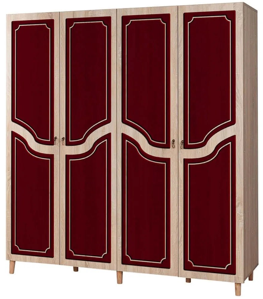 Ντουλάπα Τετράφυλλη Imaj 863SPH4227 180x52x192cm Oak-Red Four Door