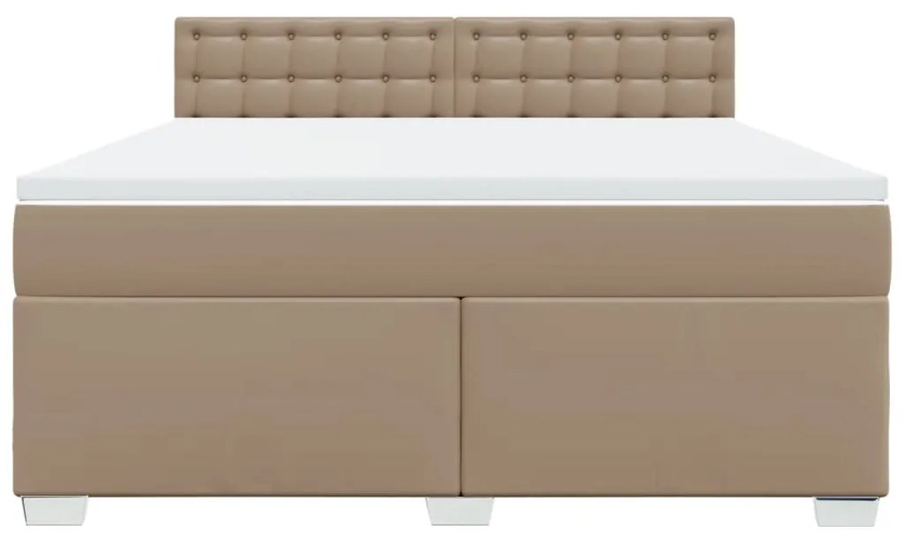 vidaXL Κρεβάτι Boxspring με Στρώμα Καπουτσίνο 180x200 εκ. Συνθ. Δέρμα