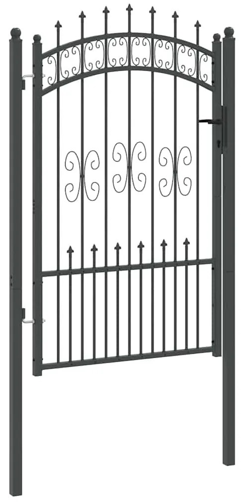 vidaXL Πύλη Φράχτη με Στρογγυλή Κορυφή Γκρι 103 x 200 cm Ατσάλι