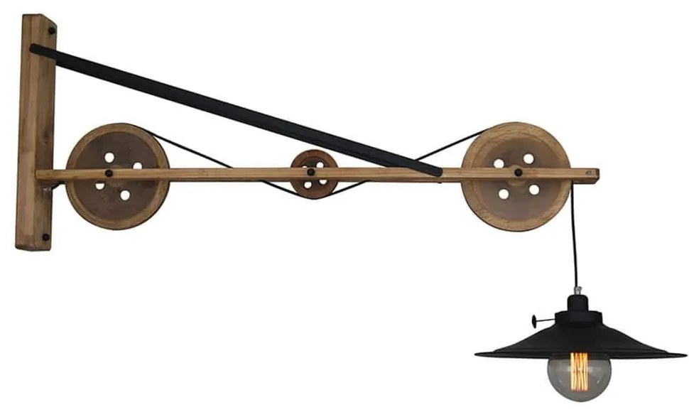 Φωτιστικό Τοίχου - Απλίκα HL-318W-1S3 77-3185 Melkor Black Homelighting Metal,Wood
