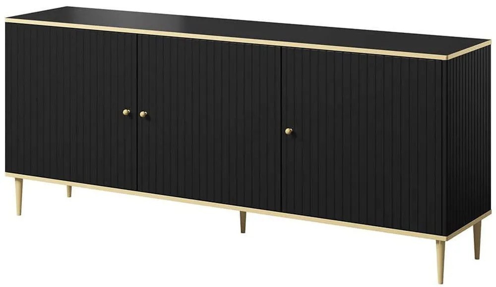 Μπουφές Glamour 162409819 180x40x76cm Black-Gold Particle Board, Metal