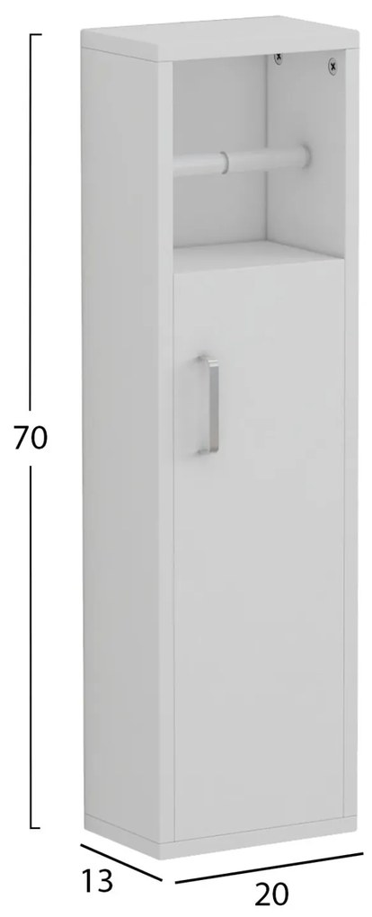 Ντουλάπι μπάνιου DAMIEN C9025.12 Μελαμίνη Λευκή 20x13x70Y εκ. 20x13x70 εκ.