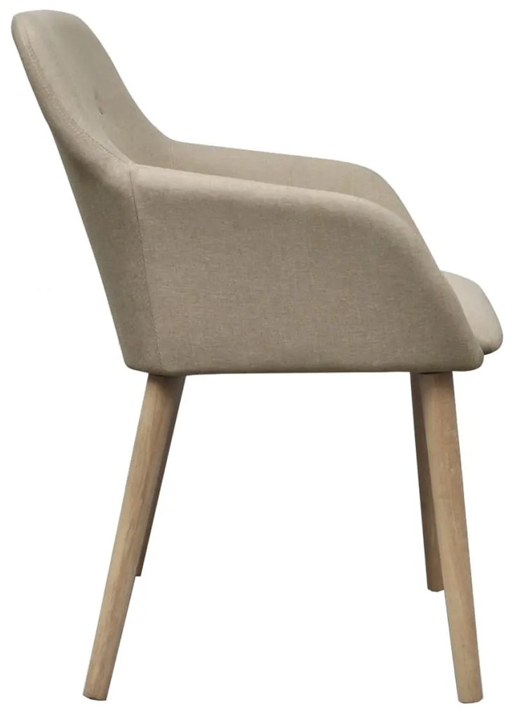 vidaXL Καρέκλες Τραπεζαρίας 4 τεμ. Μπεζ Υφασμάτινες / Μασίφ Ξύλο Δρυός