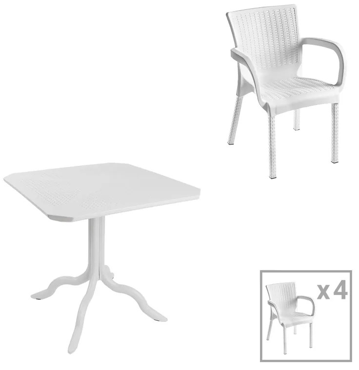 Τραπεζαρία Icon-Festive pakoworld σετ 5τεμ PP σε λευκή απόχρωση