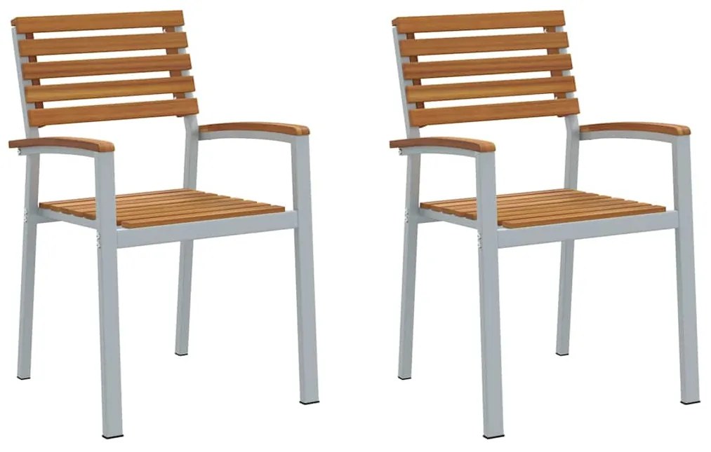 vidaXL Καρέκλα Κήπου 2 pcs Καφέ 56 x 57 x 87εκ. Μασίφ ξύλο ακακίας